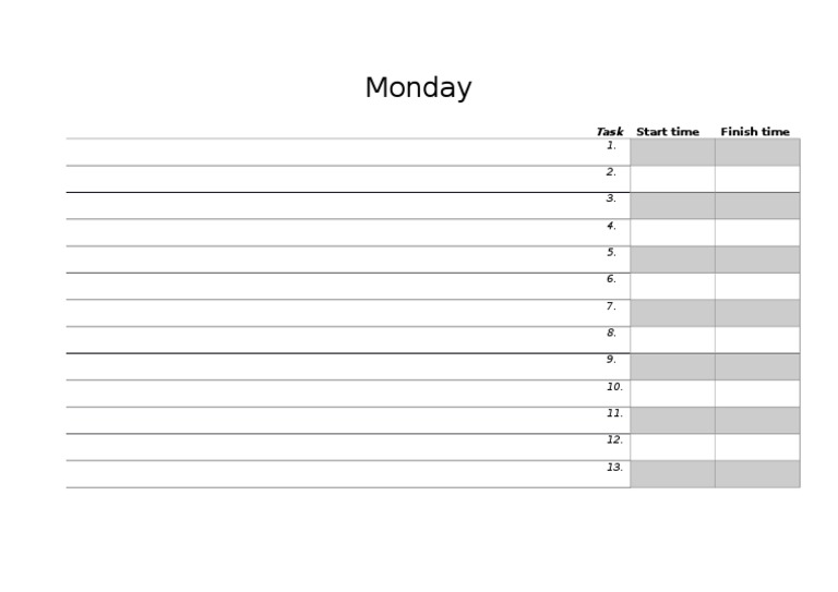 Monday Template | PDF