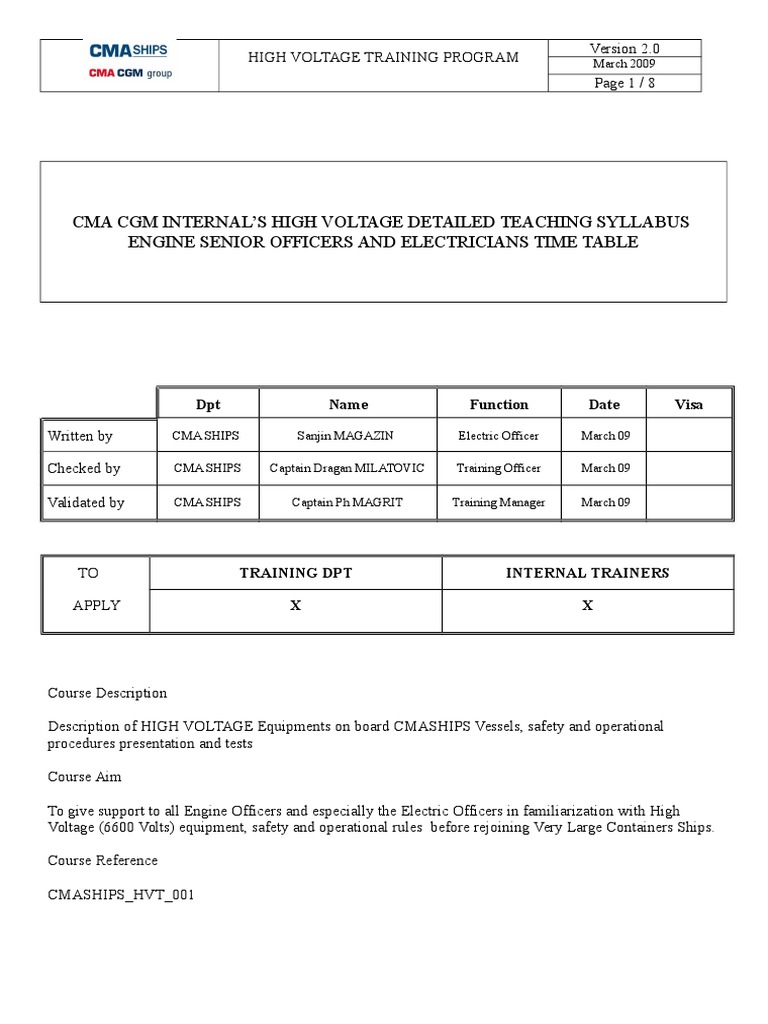 High Voltage Training Syllabus for Engineers | PDF | High Voltage ...