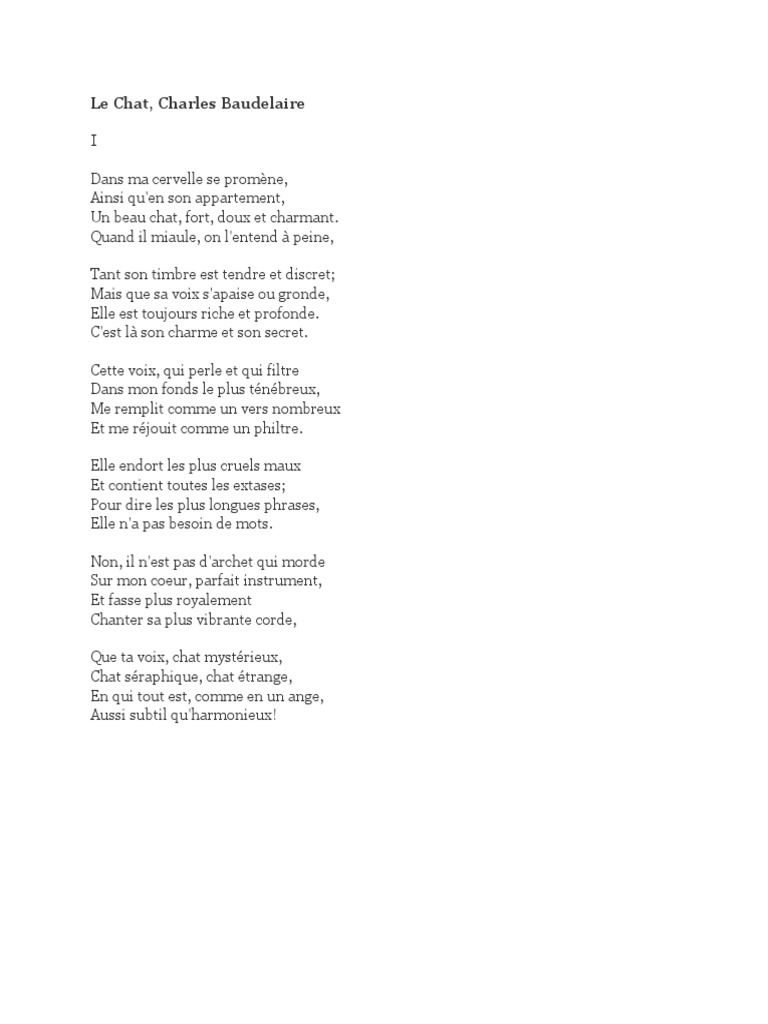 Le Chat Charles Baudelaire