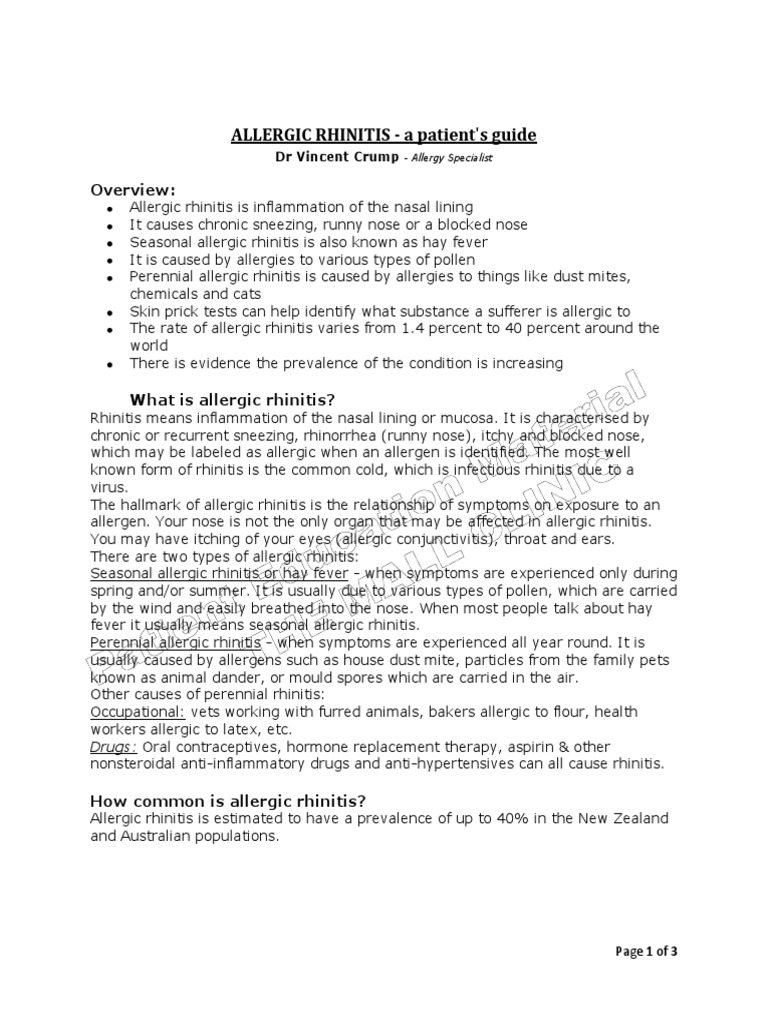 ALLERGIC RHINITIS pdf Alergia Al rgeno ALLERGIC RHINITIS pdf Alergia Al rgeno