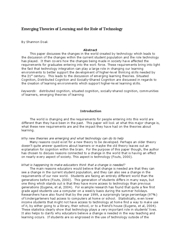 Emerging Learning Theories and Technology | PDF | Learning Theory ...