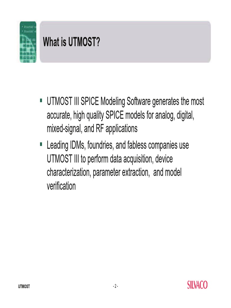 UTMOST III: SPICE Modeling Guide | PDF | Field Effect Transistor | Spice