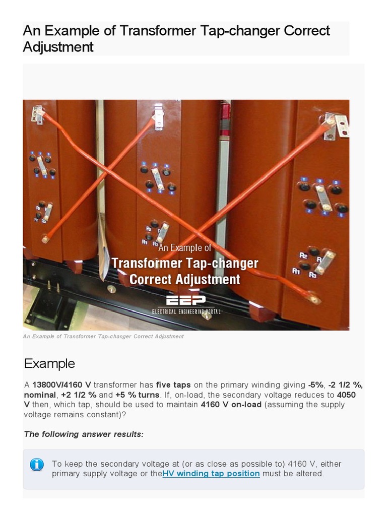 Transformer Tap Adjustment Example | PDF
