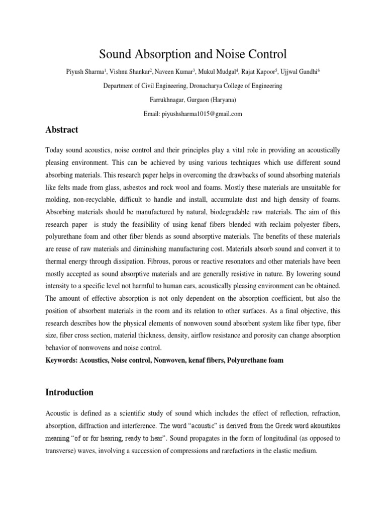 Sound Absorption and Noise Control | PDF | Waves | Sound
