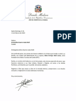 Carta de Condolencias Del Presidente Danilo Medina A Armandina Guerra Viuda Wall Por Fallecimiento de Su Esposo, Silvio Enrique Wall Junco