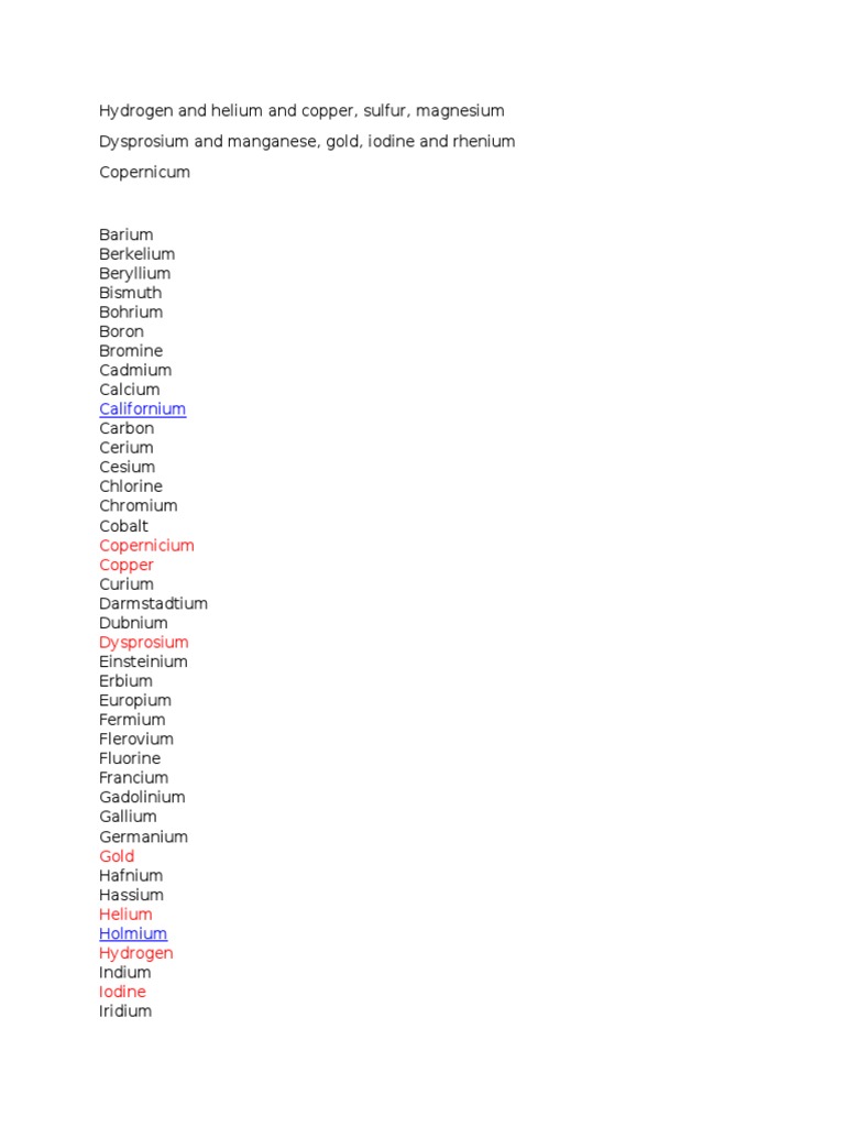 Overview of Chemical Elements | PDF