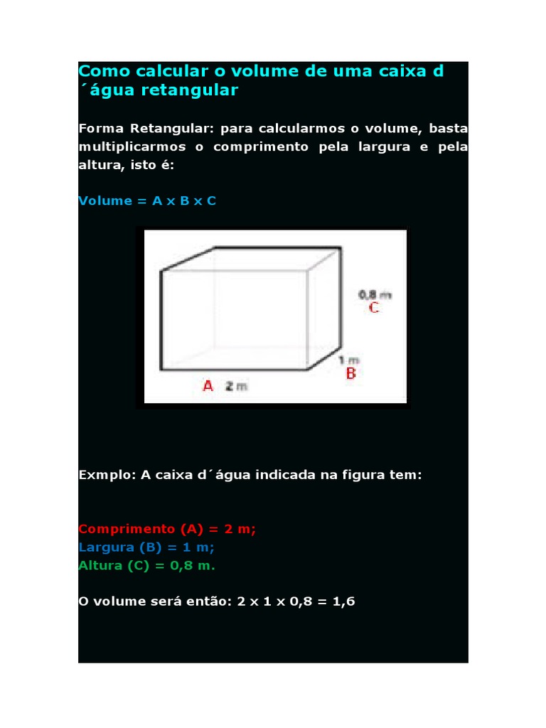 Como Calcular o Volume de Uma Caixa D | PDF | Pi | Círculo