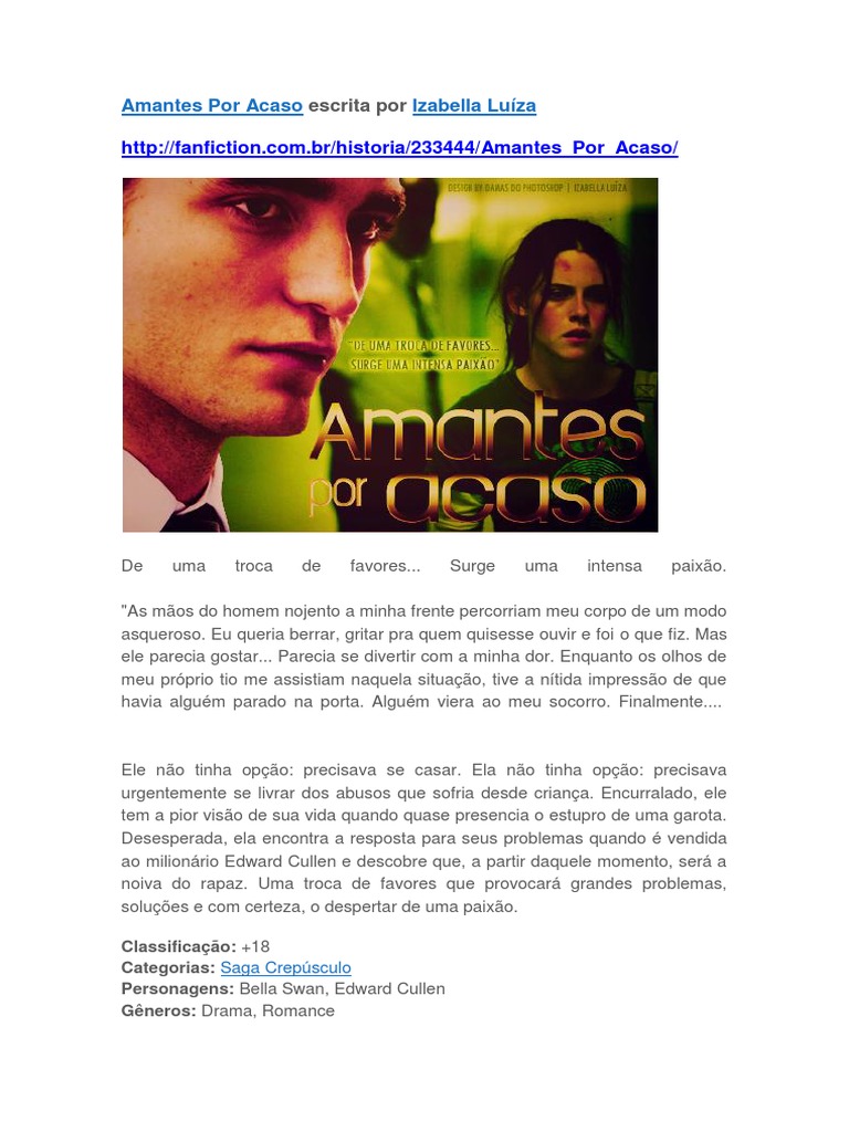 Amantes Por Acaso - Izabella | PDF | Crepúsculo (série literária de ficção)  | Roupas, image size:768x1024