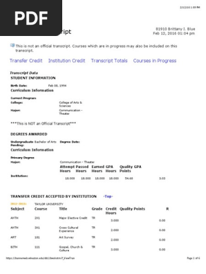 academic transcript