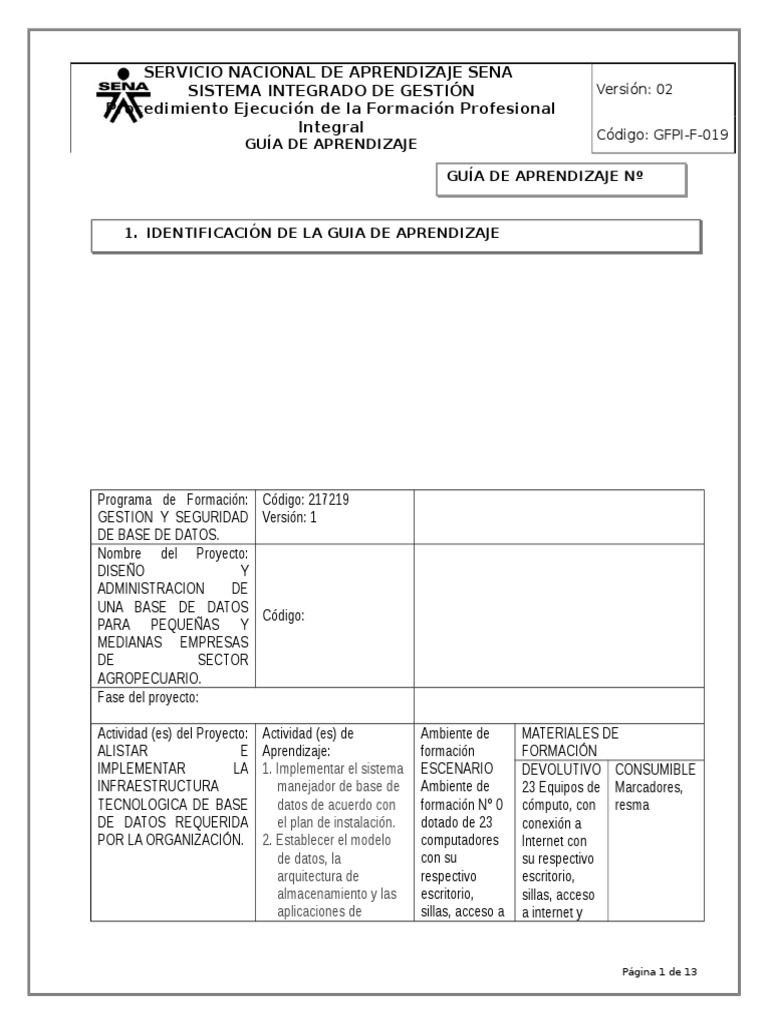 GFPI-F-019 - Formato - Guia - de - Aprendizaje 1 | PDF | Bases de datos ...