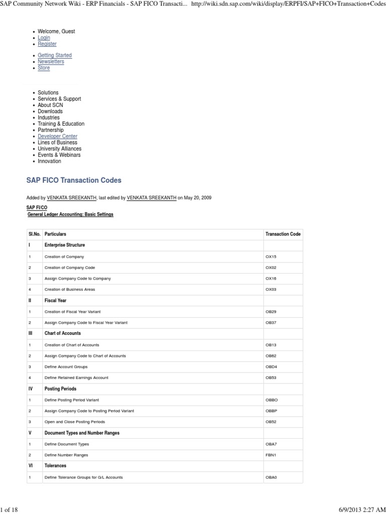 Sap Fico Transaction Codes | PDF | Depreciation | Cheque