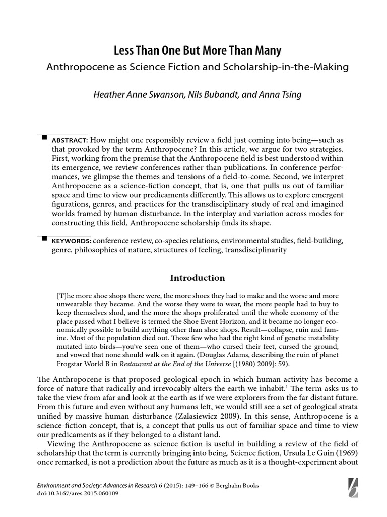 Anna Tsing On The Anthropocene PDF Gaia Hypothesis Anthropology
