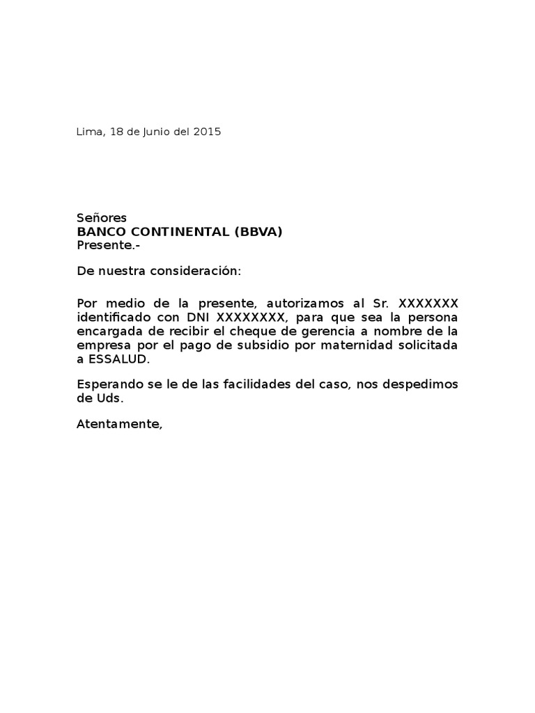 Carta Banco Bbva - Subsidio Essalud