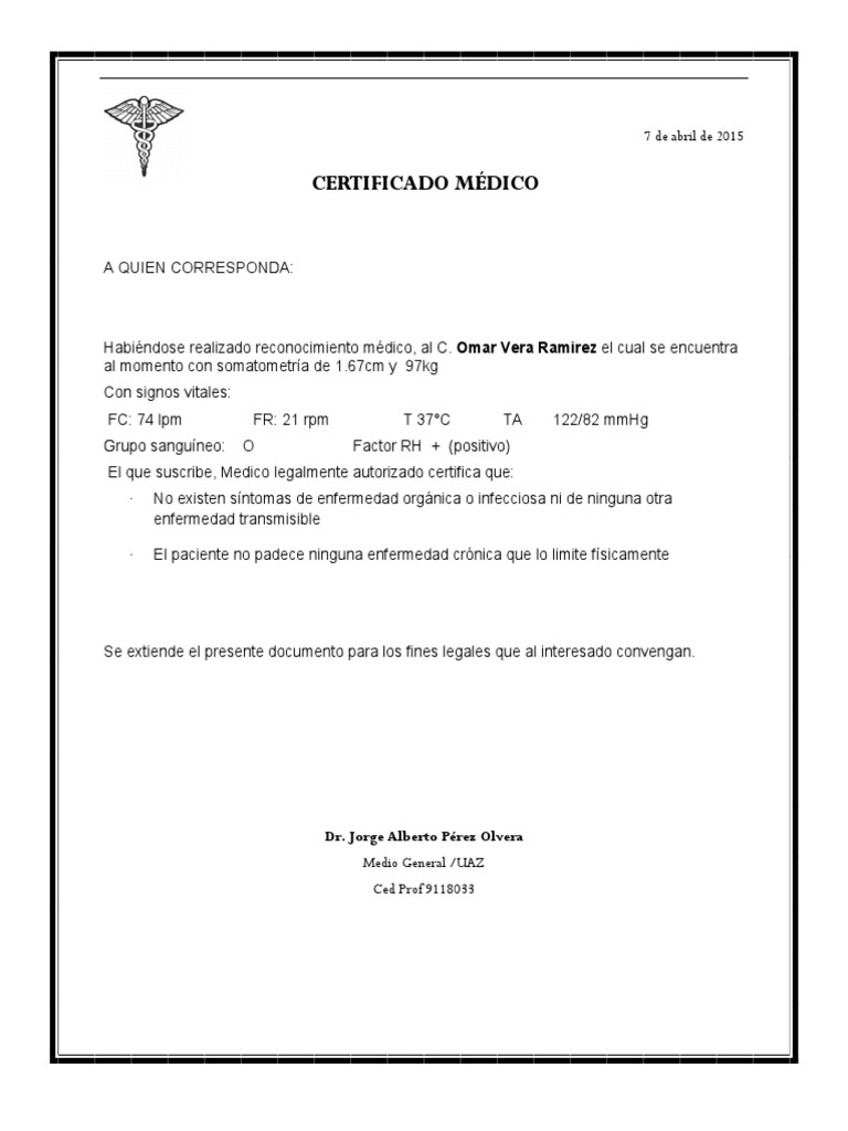 Certificado Medico