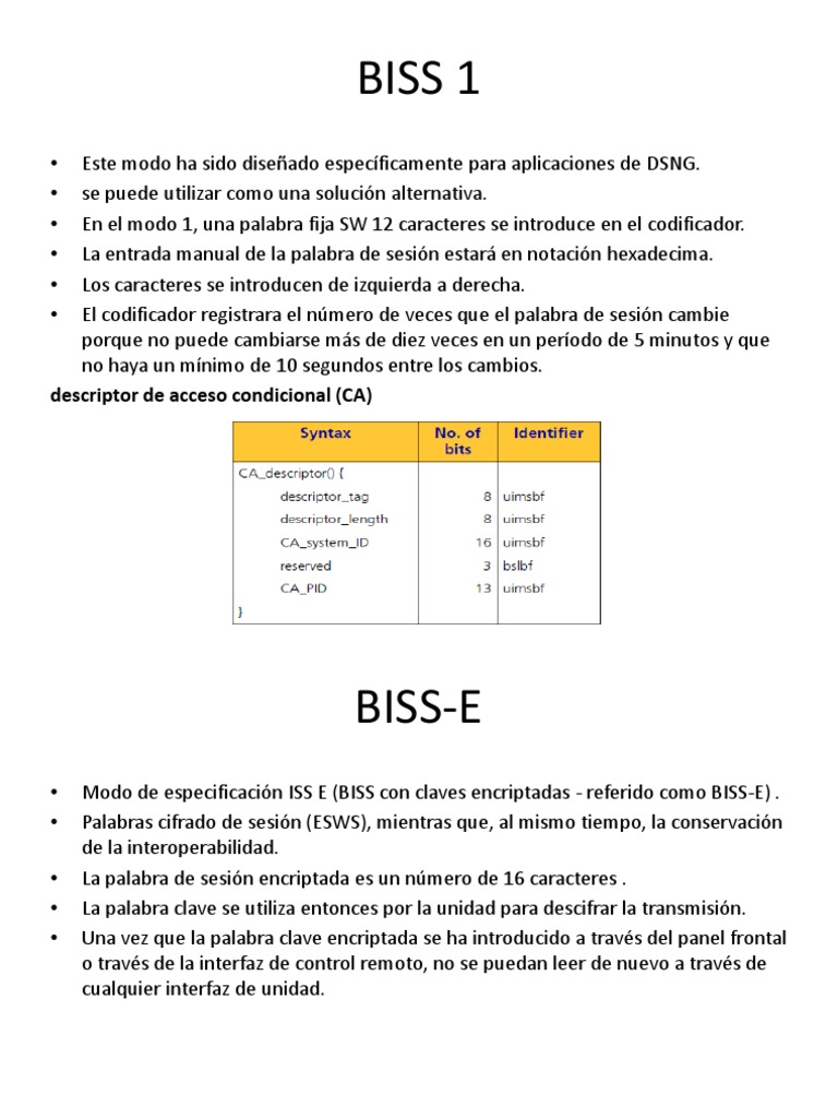 Modos de Codificación BISS para DSNG | PDF | Cifrado | Clave (criptografía)