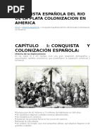 Conquista Española Del Rio de La Plata Colonizacion en America