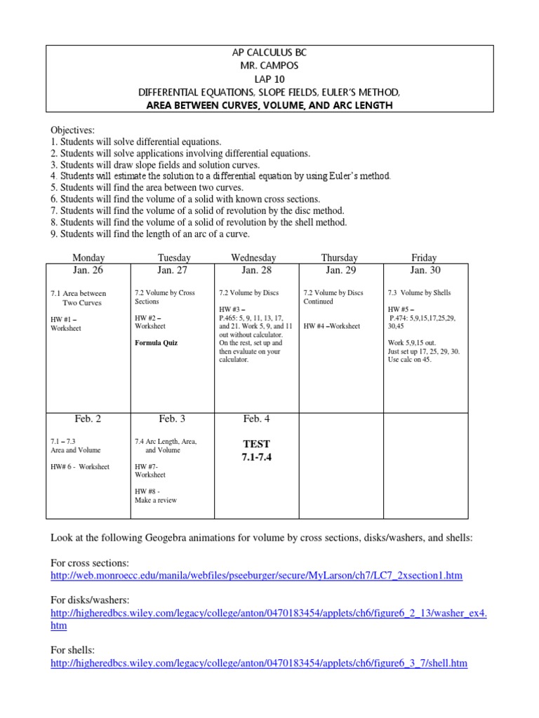 Worksheets Slope Fields Worksheet calculus volume by integration worksheets cartesian coordinate system area