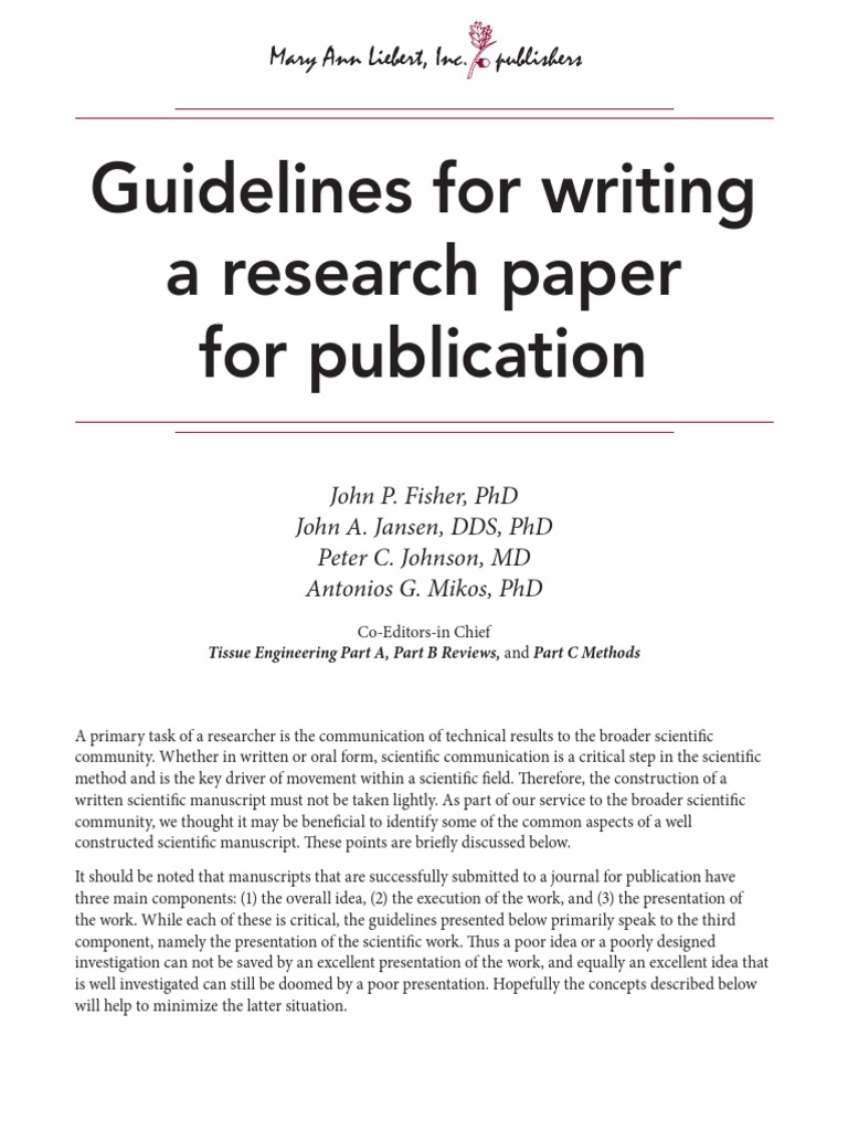 how to write and publish research paper