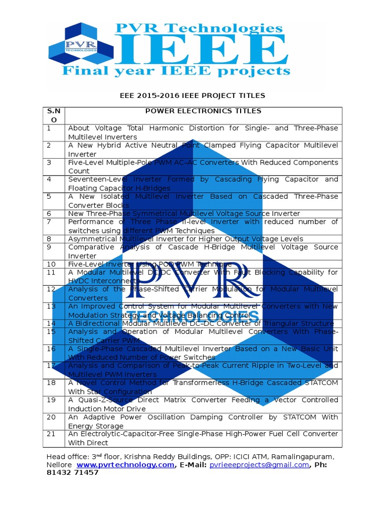 IEEE Power Electronics & Systems Projects | PDF | Power Inverter ...