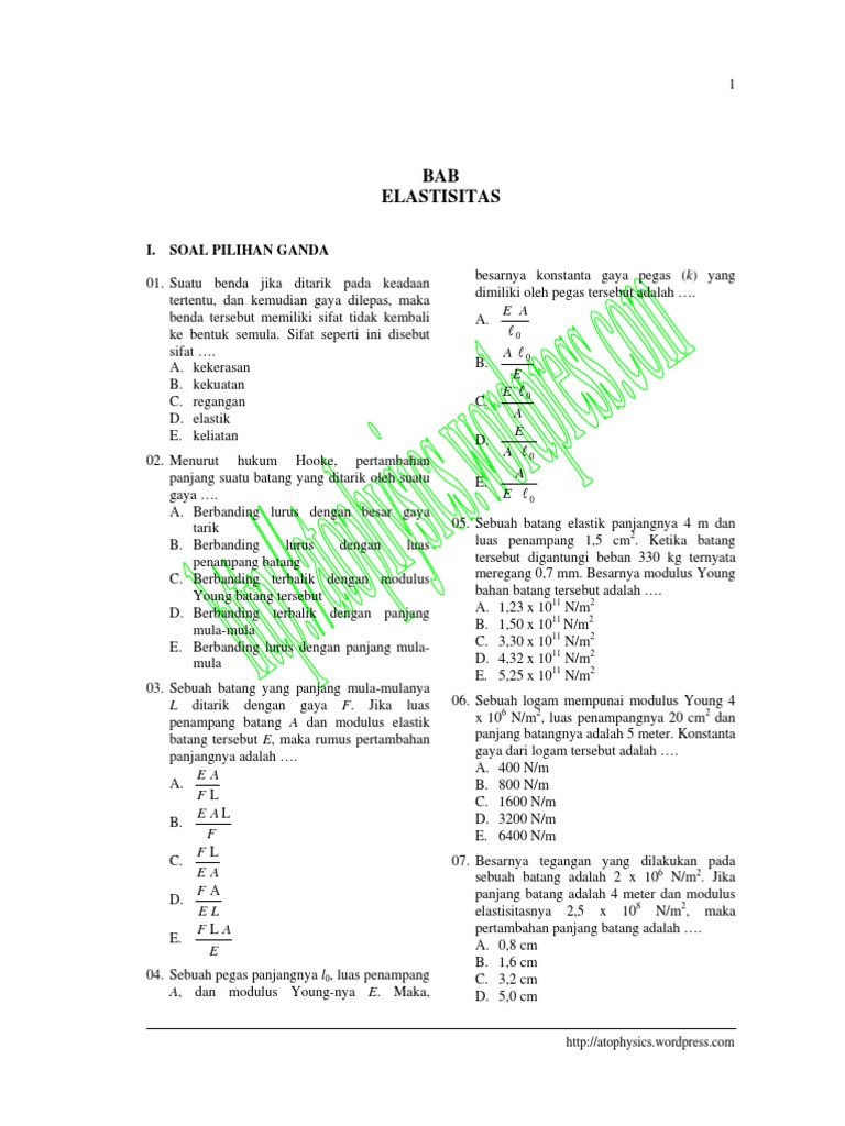 Soal Pilihan Ganda Elastisitas Dan Pembahasannya - Dunia Sosial