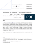 Extra Version and Intelligence A Meta-Analytic Investigation