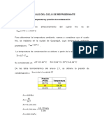 Calculo Del Ciclo de Refrigerante