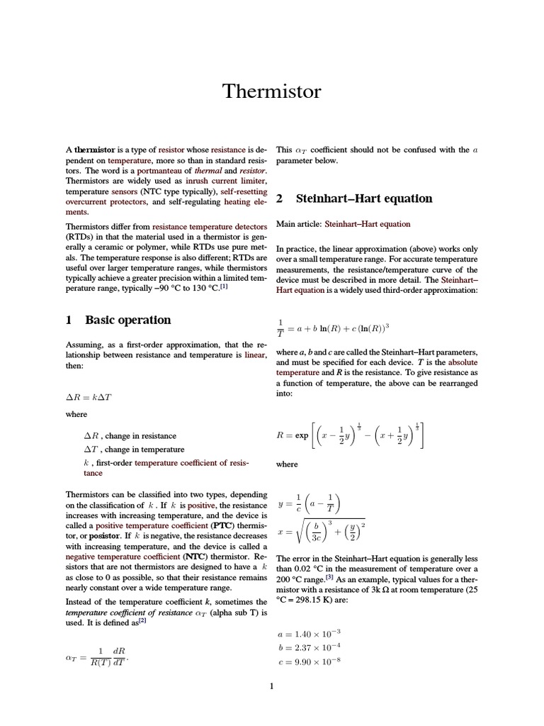 Thermistor 2 SteinhartHart equation