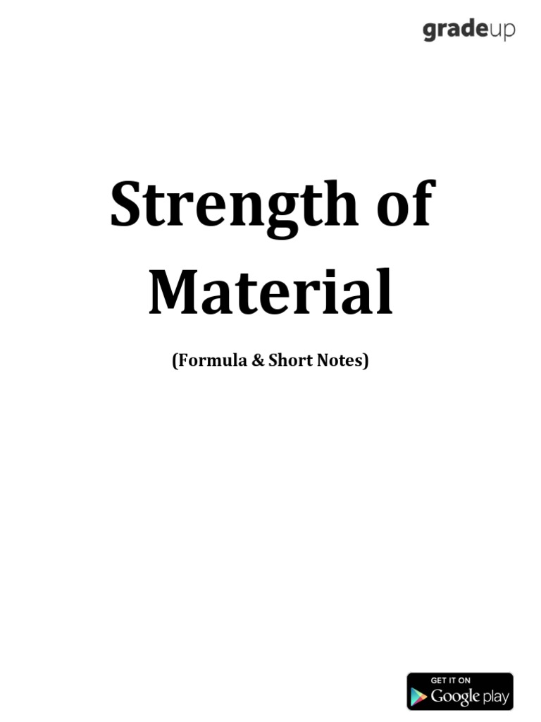 Strength of Materials Formulas & Notes | PDF | Bending | Beam (Structure)