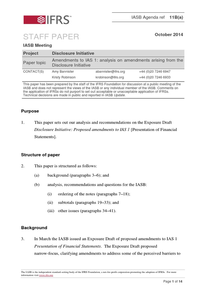 Staff Paper October 2014 IASB Meeting Project Disclosure Initiative