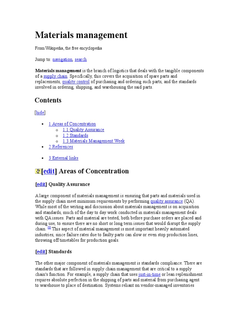 Materials Management PDF Inventory Supply Chain