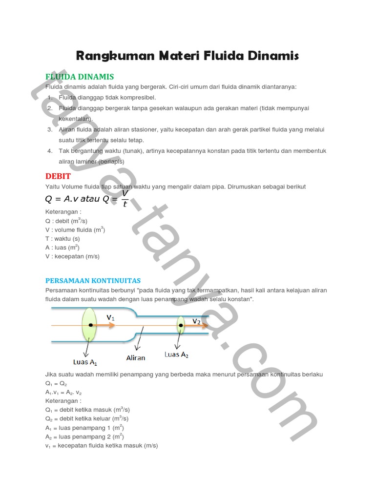 Rangkuman Materi Fluida Dinamis