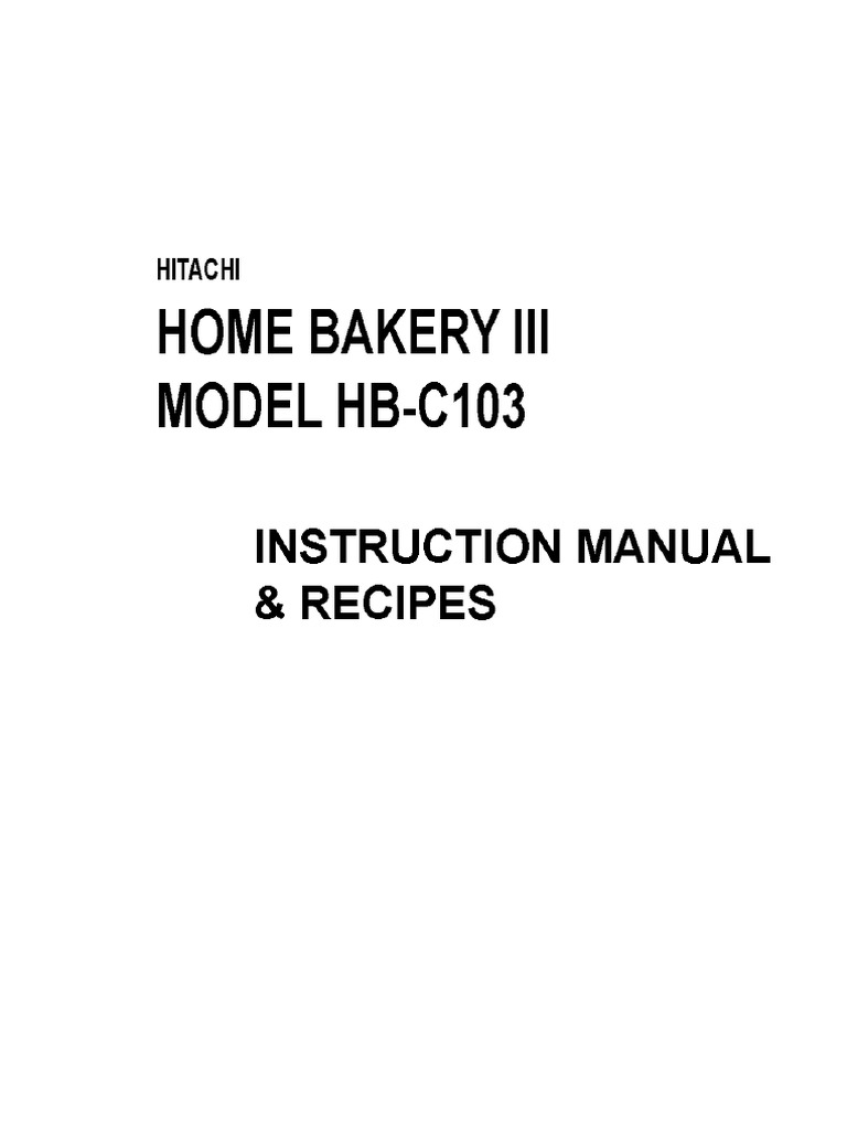 Hitachi bread maker manual