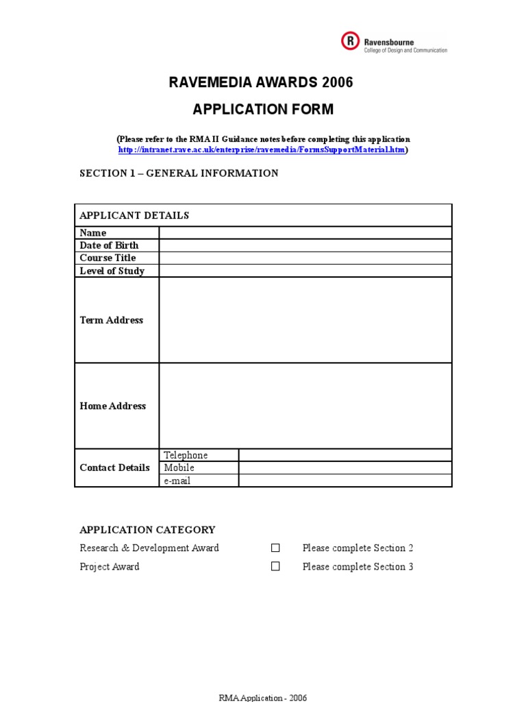 RaveMedia Awards 2006 Application Form | PDF | Communication | Business