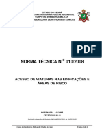 NT 010 - Acesso de Viaturas Nas Edificações e Áreas de Risco