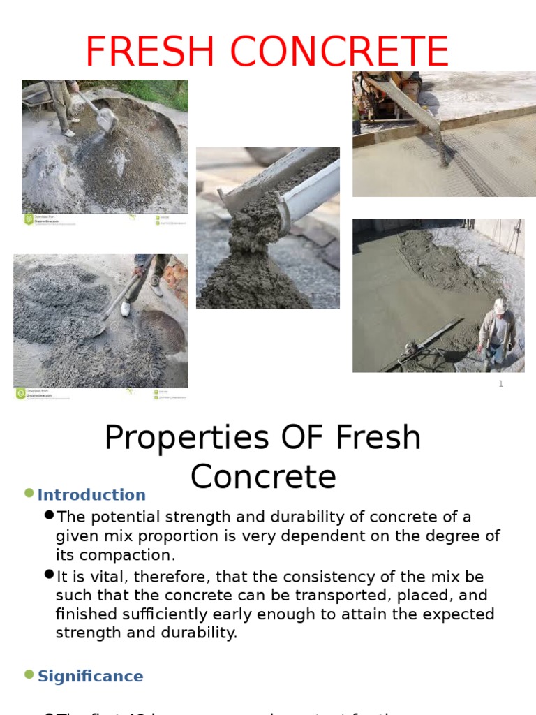Properties of Fresh Concrete Presentation Concrete Applied And