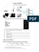 Are You A Techie?: 1. Choose A Number From The Box For Each Item Below