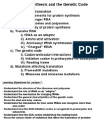 Protein Synthesis and The Genetic Code