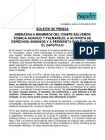 IMDEC Boletin de Prensa 9 de Abril de 2010