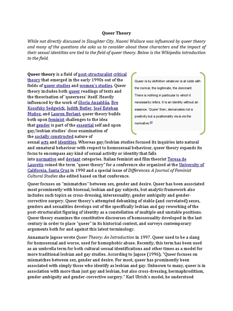 UCR Gender Reading List: Queer Theory | PDF
