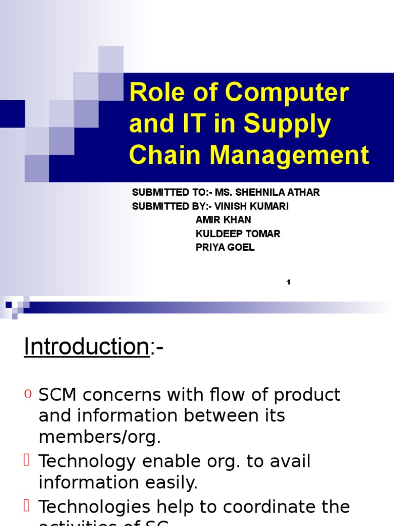 Role of Information Technology in Supply Chain Management | PDF ...