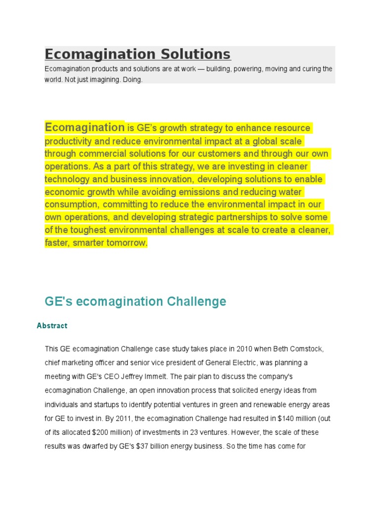 Ecomagination Solutions General Electric Electrical Grid