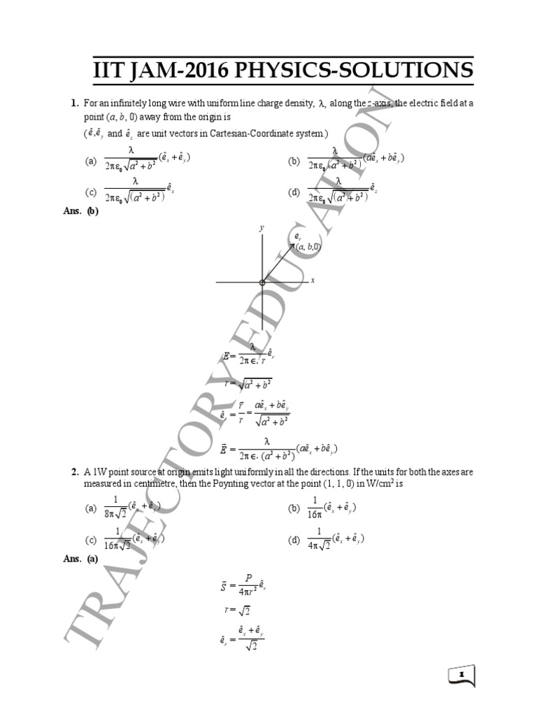 IIT Jam 2016 Physics Solutions Electronvolt Force