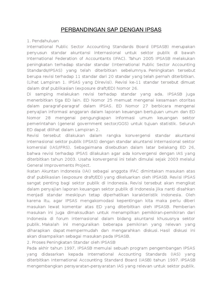 Perbandingan IPSAS dan SAP dalam Akuntansi | PDF | Bisnis | Pengelolaan ...
