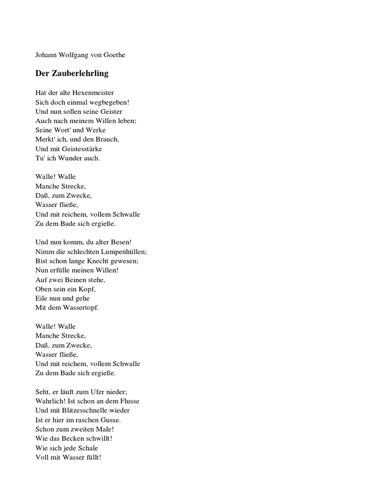 Goethe Der Zauberlehrling