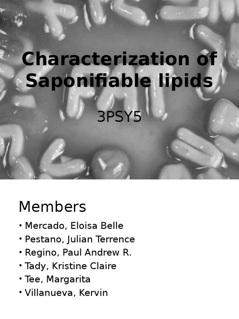 Characterization of Saponifiable Lipids PDF Lipid Fatty Acid