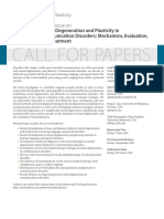 Call For Papers: Neural Degeneration and Plasticity in Communication Disorders: Mechanism, Evaluation, and Treatment