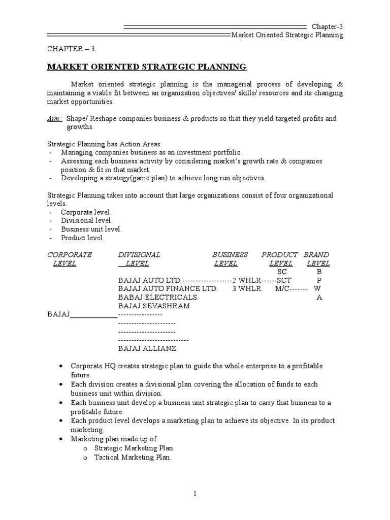 Ch-3 (Market Oriented Strategic Planning) | PDF | Strategic Management ...