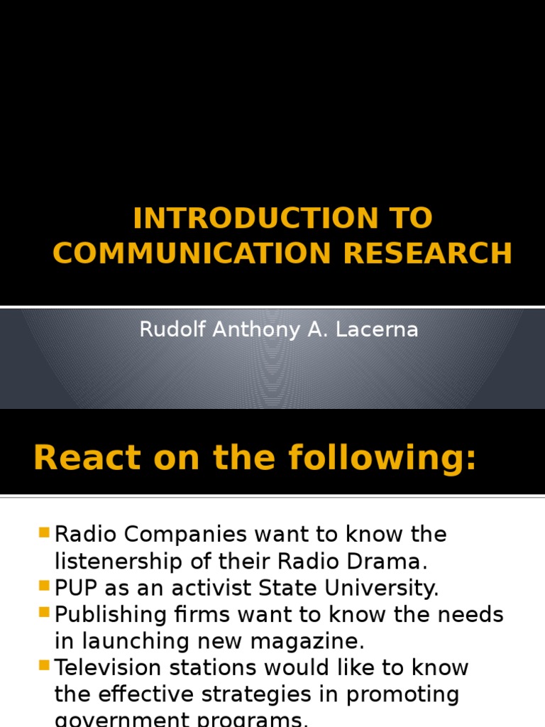 Introduction to Communication Research | PDF | Audience Measurement ...