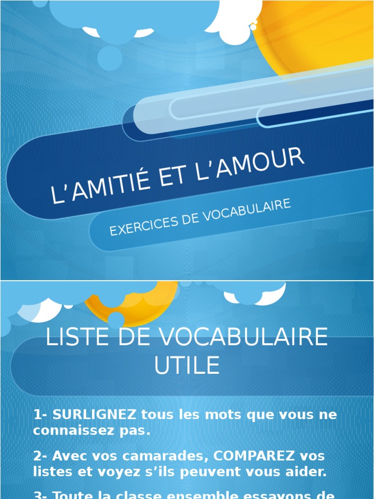 Vocabulaire Amour Et Amitie Pdf