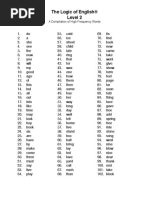 Logic of English High Frequency Word List Level 2